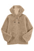 Sherpa Fleece Zip Front Drawstring Hood Drop Shoulder Pocketed Jacket